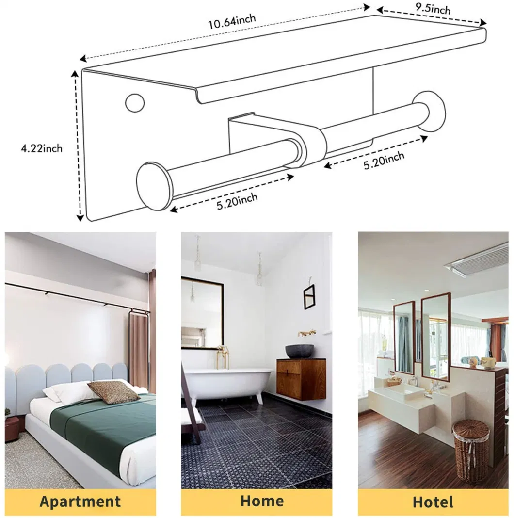 Custom Modern Bathroom Freestanding 304 Stainless Steel Stand Toilet Roll Holder