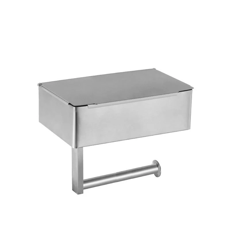 New Design Stainless Steel Black Phone Shelf Lid Storage Box Toilet Paper Roll Holder with Storage Box Toilet Paper Holder